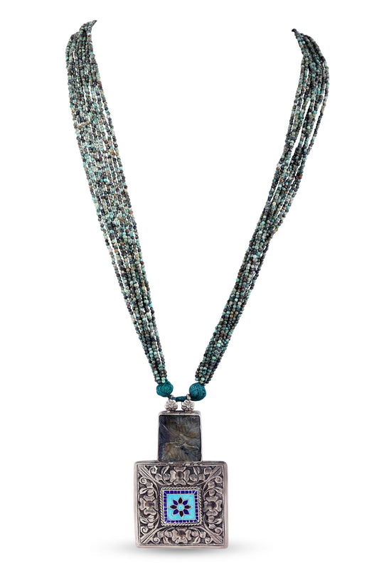 Vintage Brighton Blue Enamel Multi Strand Pendant Necklace image 0