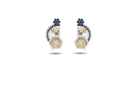 92.5 Silver Royal Blue Kundan Earring image 0