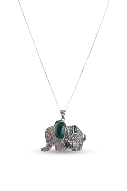 The Baby Elephant Silver Marcasite Pendant image 0