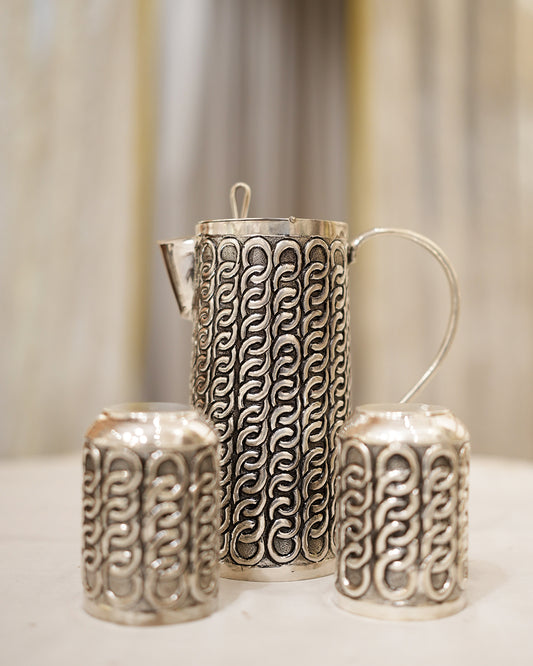 925 silver Chain Pattern Jug & Glasses Set