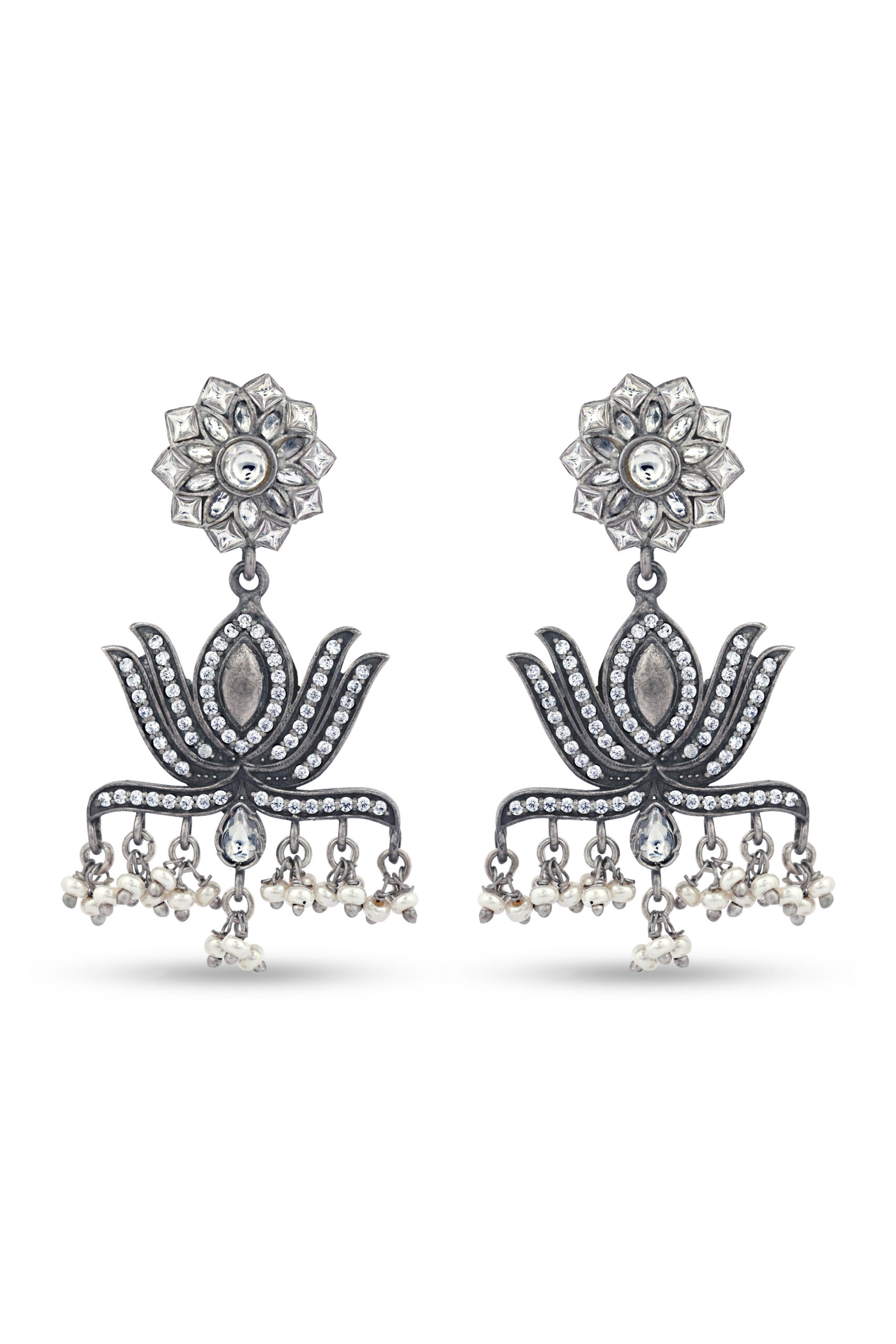 Stunning Floral Design Chandbali Earrings image 0