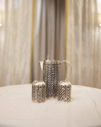 925 silver Chain Pattern Jug & Glasses Set