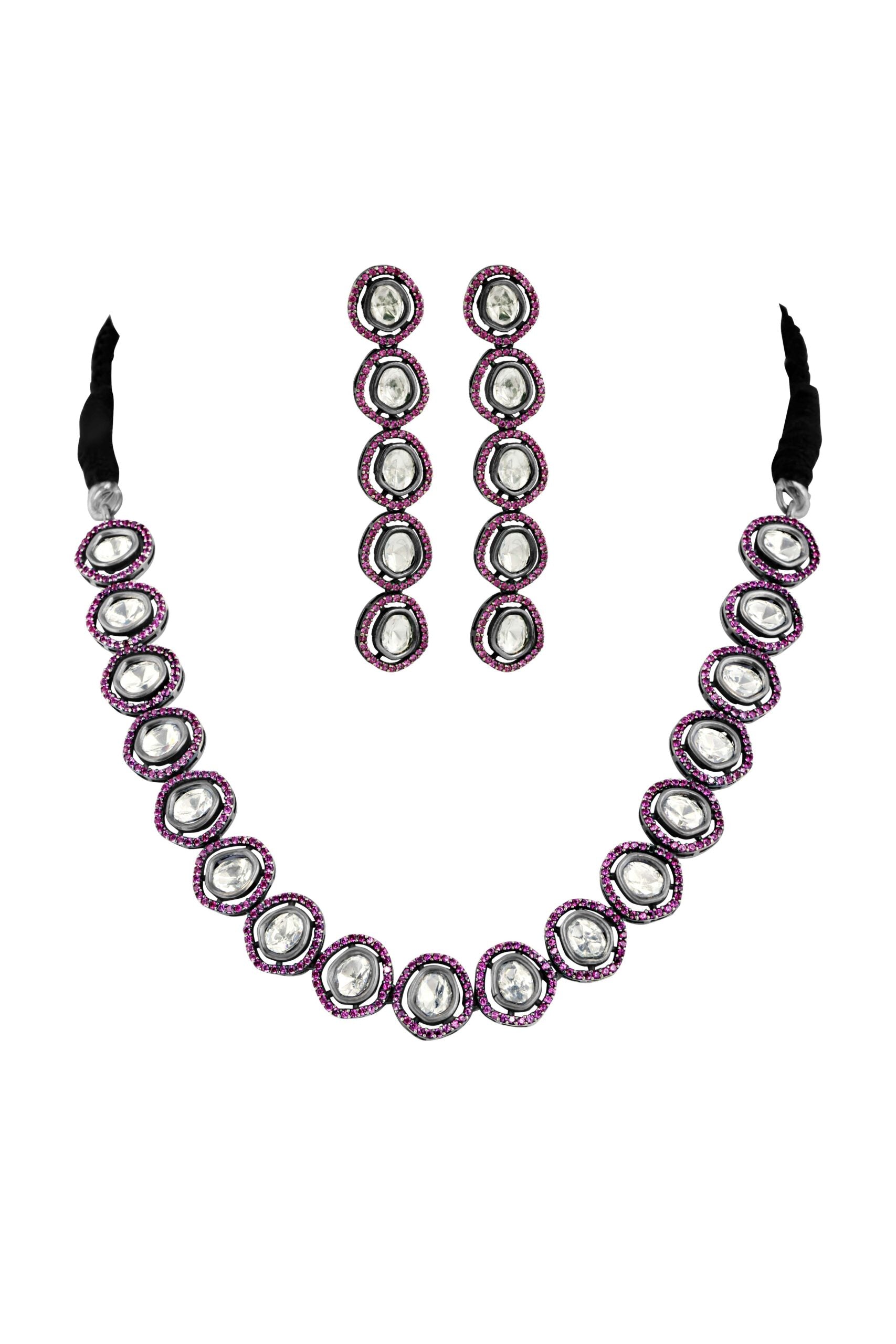 Magenta Pink Polki 3 Piece Set image 0