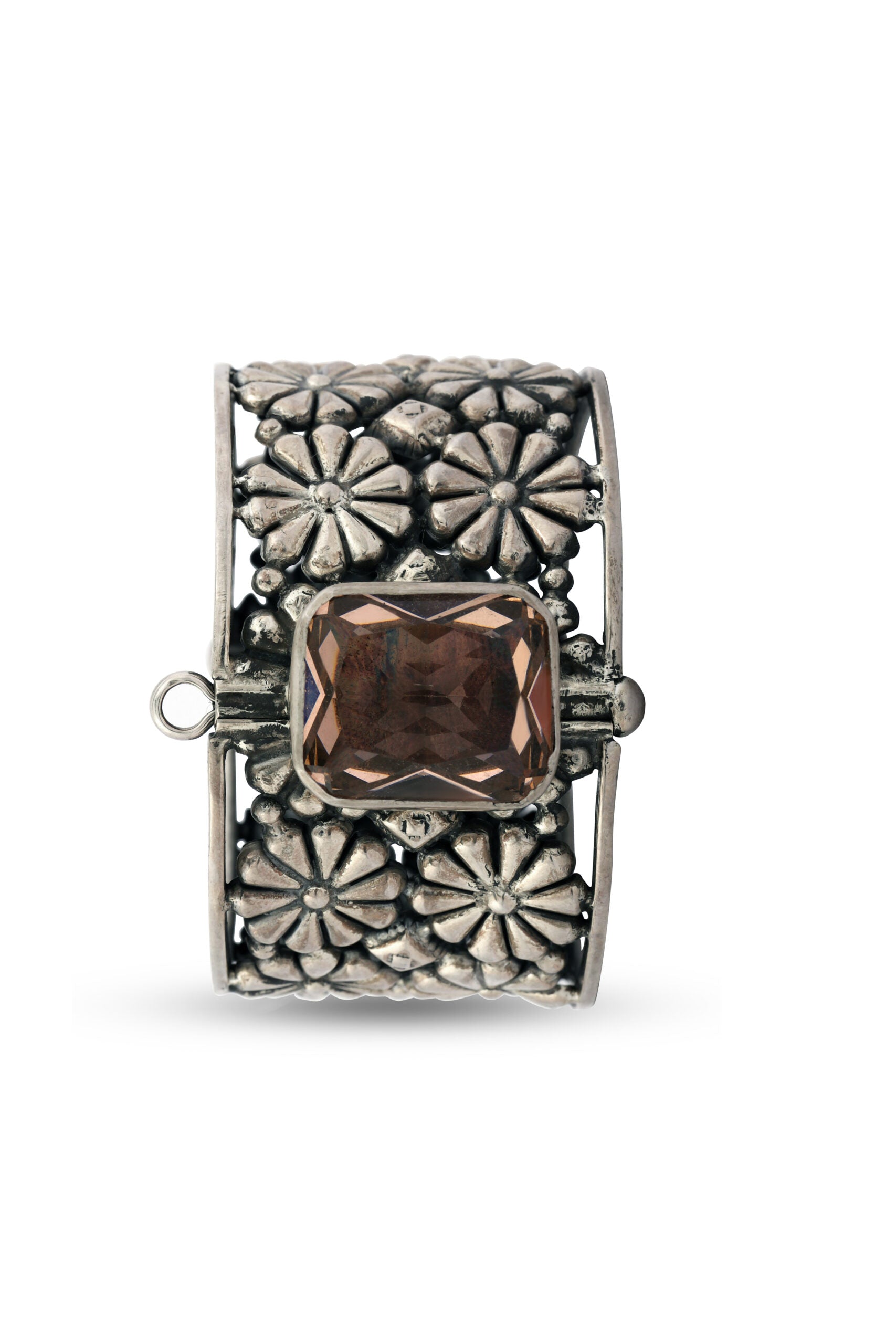 Silver Kada with Copper Stone image 0