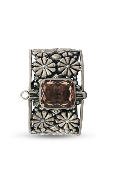 Silver Kada with Copper Stone image 0