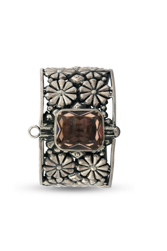 Silver Kada with Copper Stone image 0