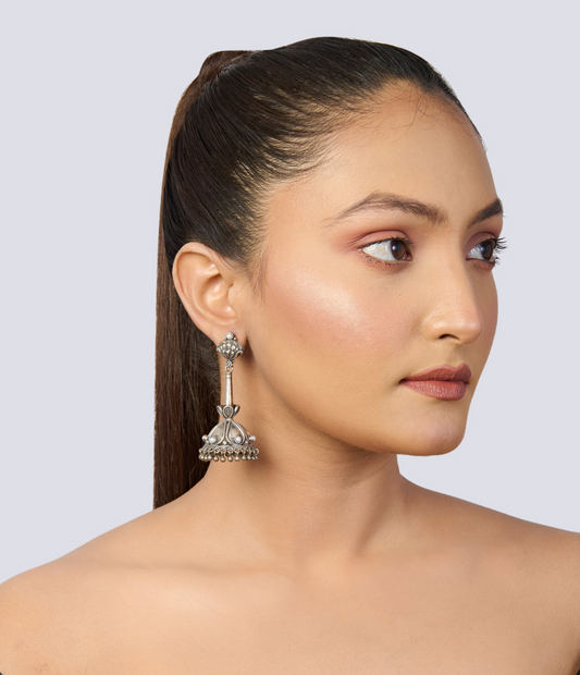 Teejh Kenisha Silver Oxidised Brass Earring Set with Pearls
