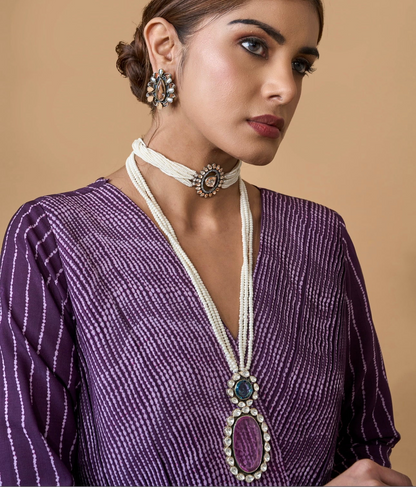 Elegant Pearl & Pink Amethyst (or Quartz) Statement Necklace