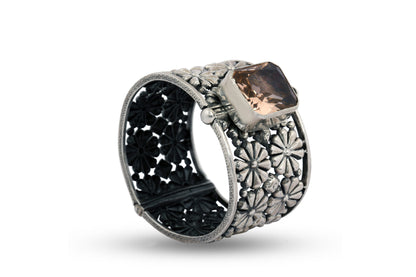 Silver Kada with Copper Stone image 2