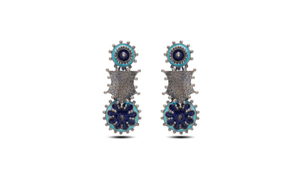 925 Silver Ocean Wave Enamel Earrings image 0