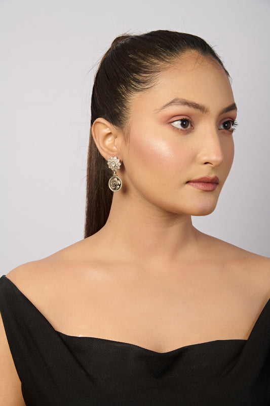 Antique Kundan Studs with Floral Drop Earrings