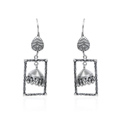 Traditional Indian Rectangular Frame Jhumka Danglers