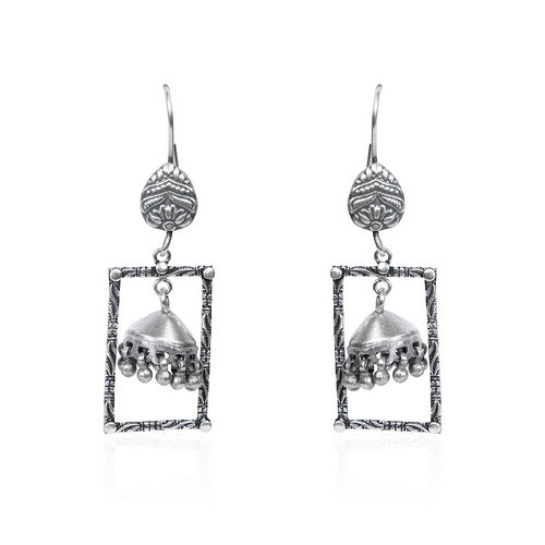 Traditional Indian Rectangular Frame Jhumka Danglers