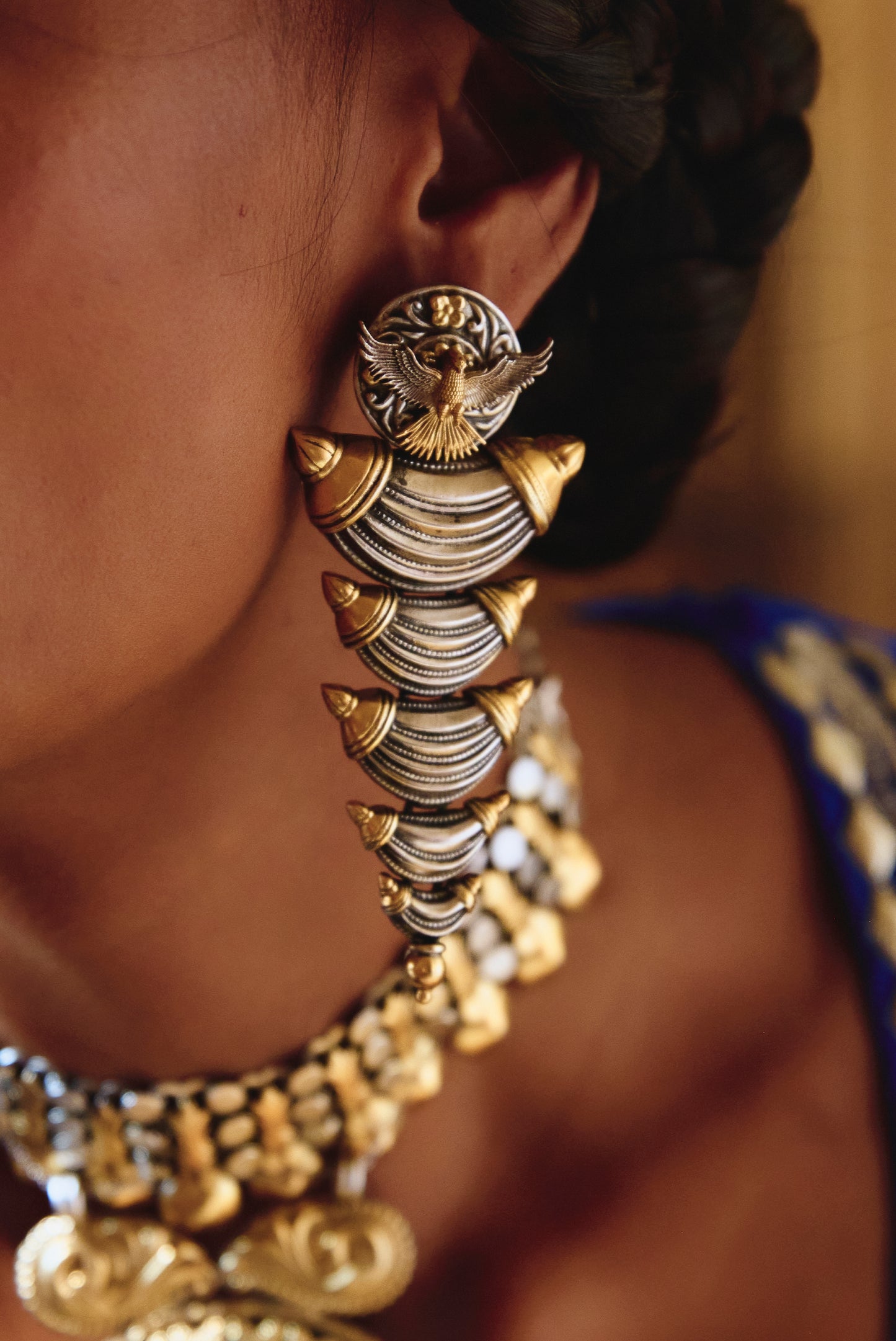 92.5 Two Tone Oxidised Earring