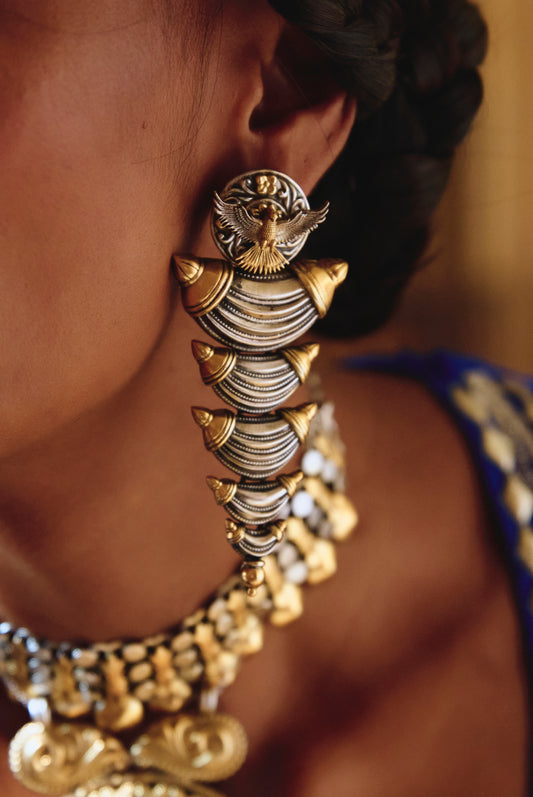 92.5 Two Tone Oxidised Earring
