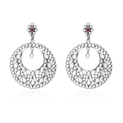 Noor Silver Plated Stone Studded Chandbalis