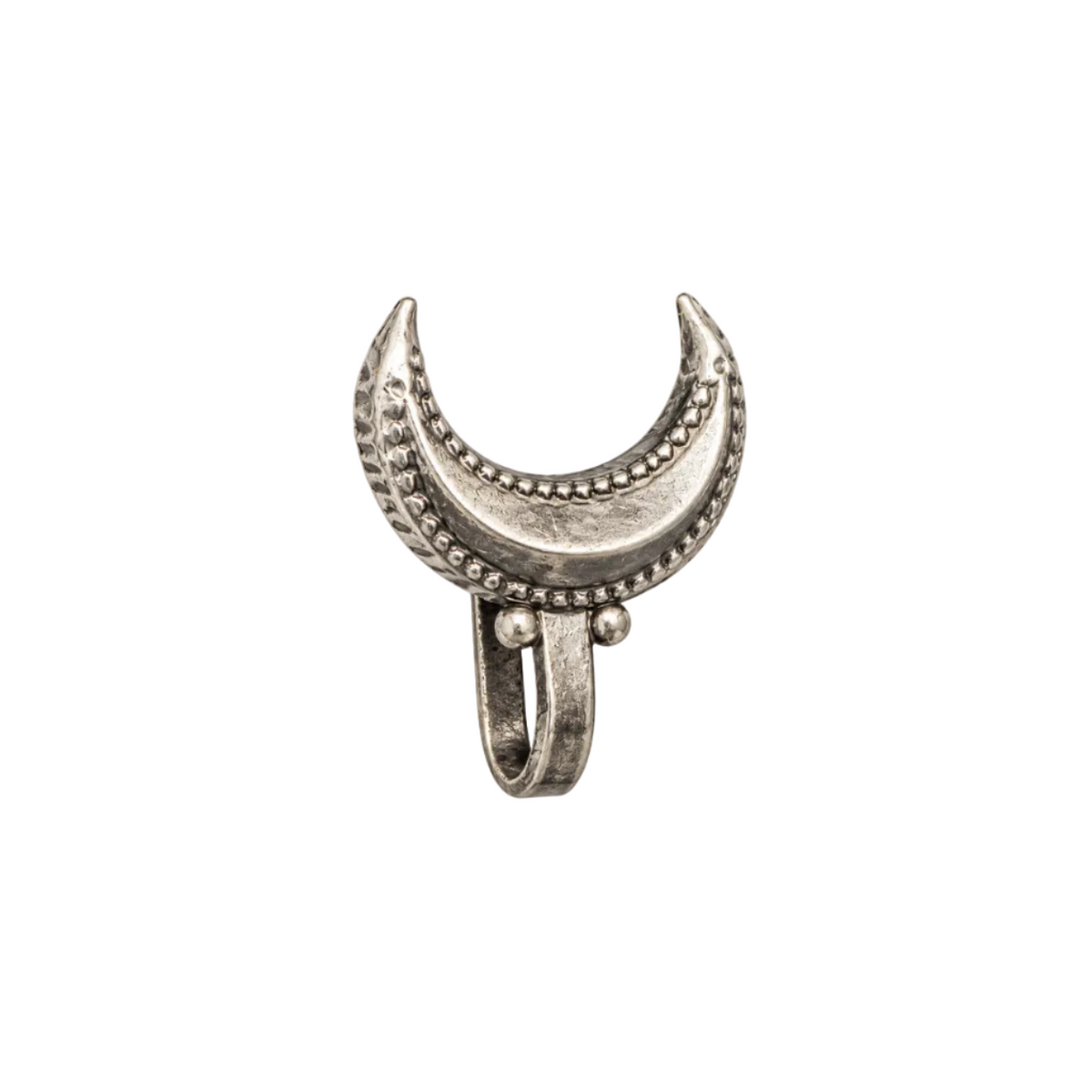 925 Silver Oxidized Crescent Moon Clip-On Nose Pin (Nath)