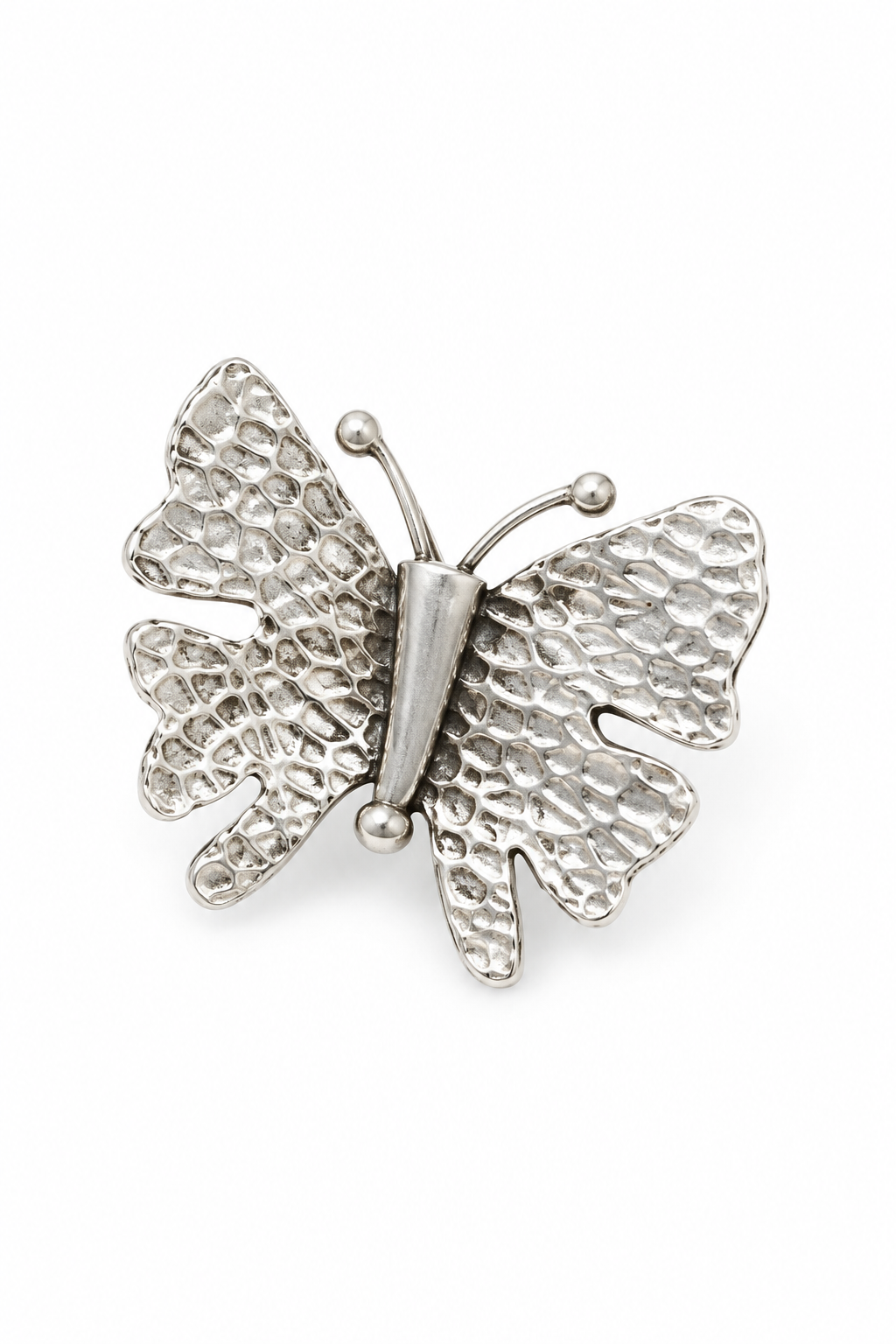 925 Silver Textured Hammered Butterfly Brooch