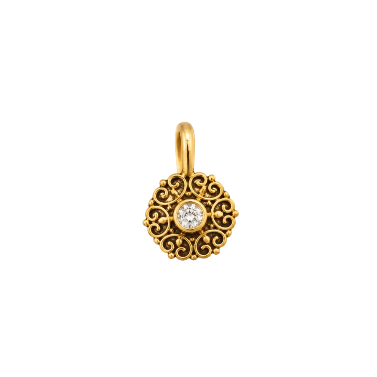 925 Silver Gold-Gilded Filigree CZ Clip-On Nose Pin (Nath)