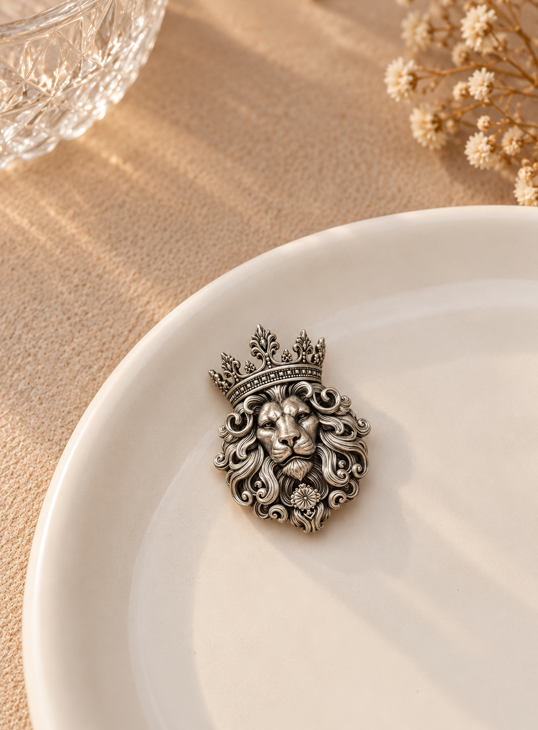 925 Silver Crowned Imperial Lion Brooch