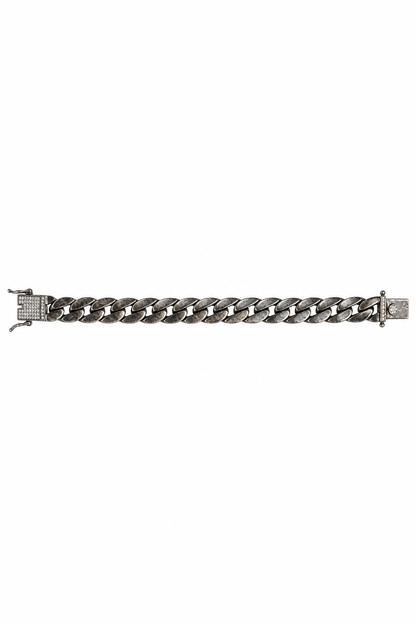 925 Silver Men's Antiqued Cuban Link Bracelet