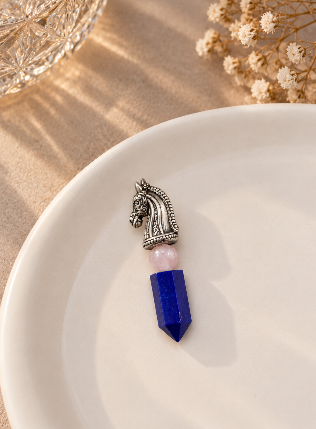 925 Silver Regal Horse Head Lapis Brooch