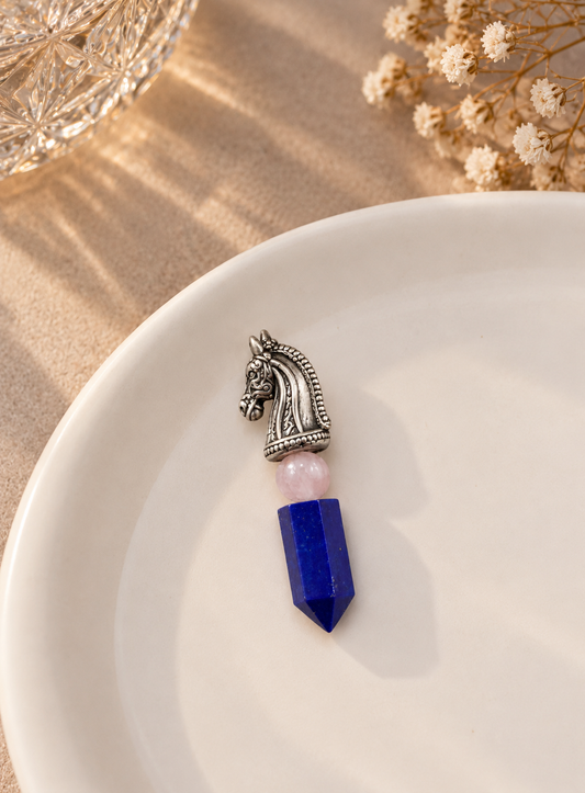 925 Silver Regal Horse Head Lapis Brooch