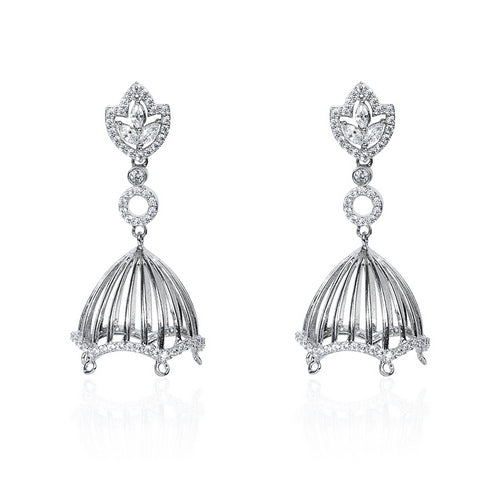 Ornate Jewels 925 Sterling Silver American Diamond Jhumka Earrings