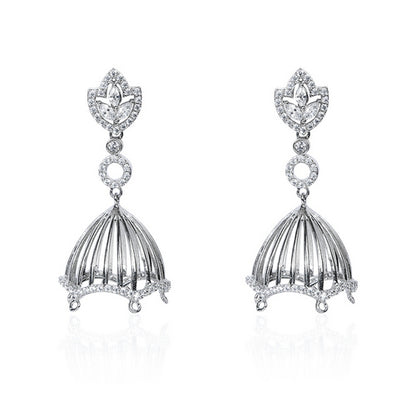 Ornate Jewels 925 Sterling Silver American Diamond Jhumka Earrings