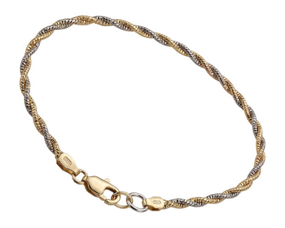 925 Silver Two-Tone Twisted Rope Anklet