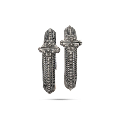 92.5 Silver Granulated Lattice Screw Kada Bangle Pair