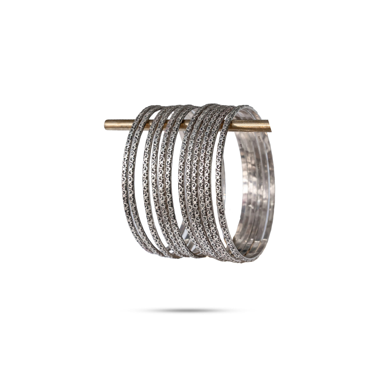 92.5 Silver 12-Piece Engraved Bangle Set