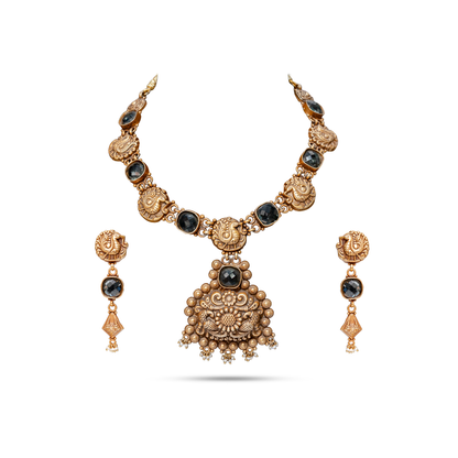 925 Silver Gold-Gilt Peacock  Necklace Set