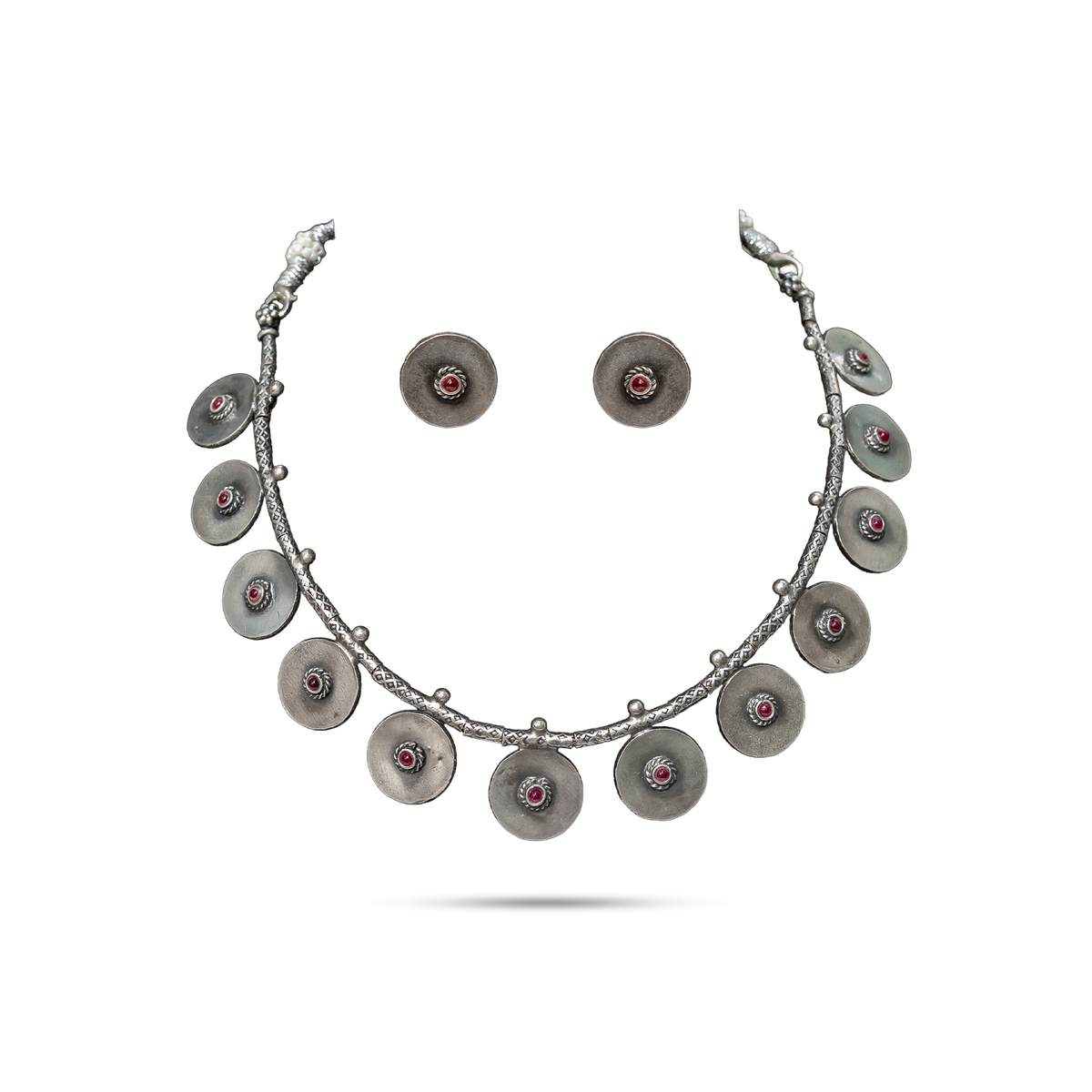 92.5 Silver Disc Necklace Set