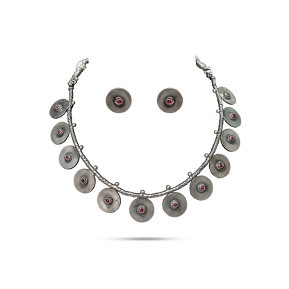 92.5 Silver Disc Necklace Set