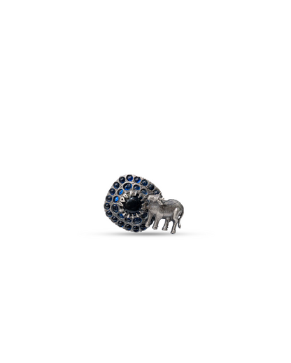 925 Silver Nandi Blue Stone Statement Ring