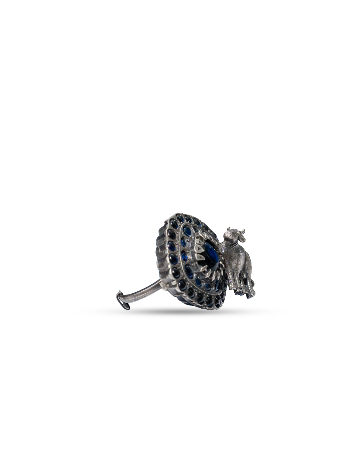 925 Silver Nandi Blue Stone Statement Ring