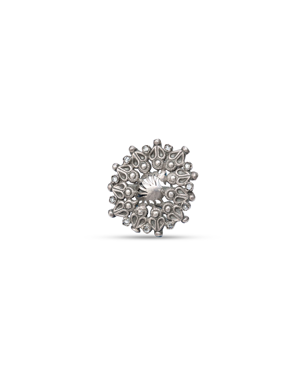 92.5 Silver Peacock Floral Ring