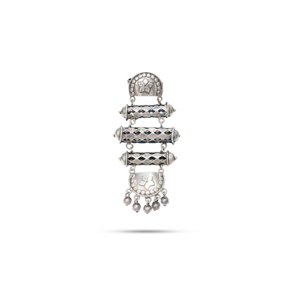 92.5 Silver Dholki Ghungroo Statement Ring