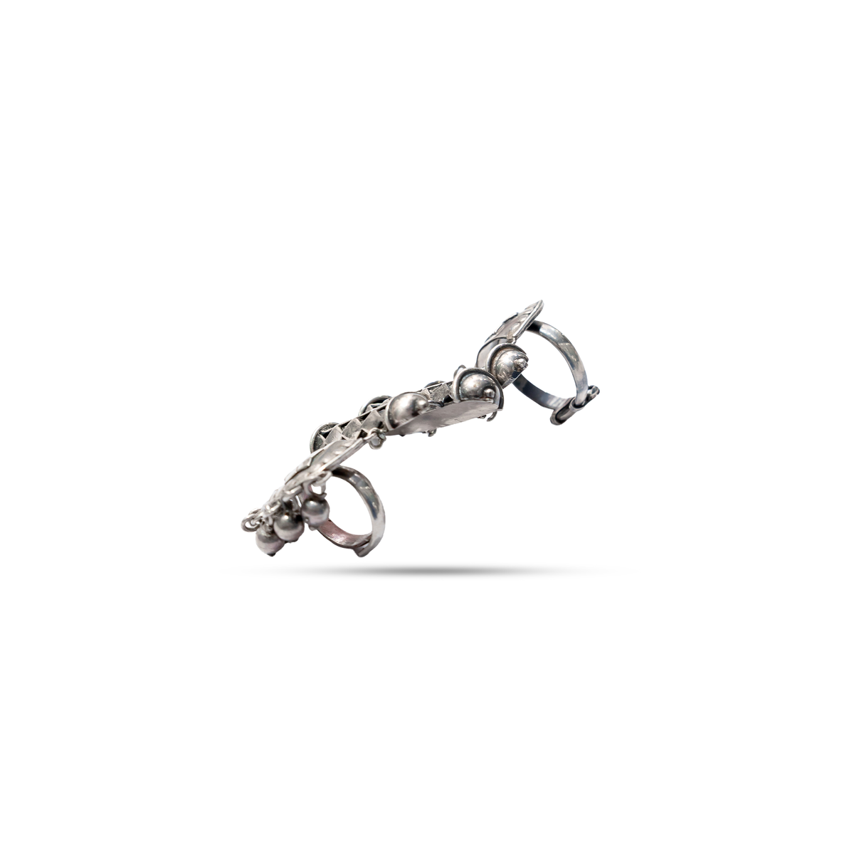 92.5 Silver Dholki Ghungroo Statement Ring