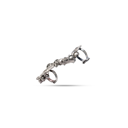 92.5 Silver Dholki Ghungroo Statement Ring