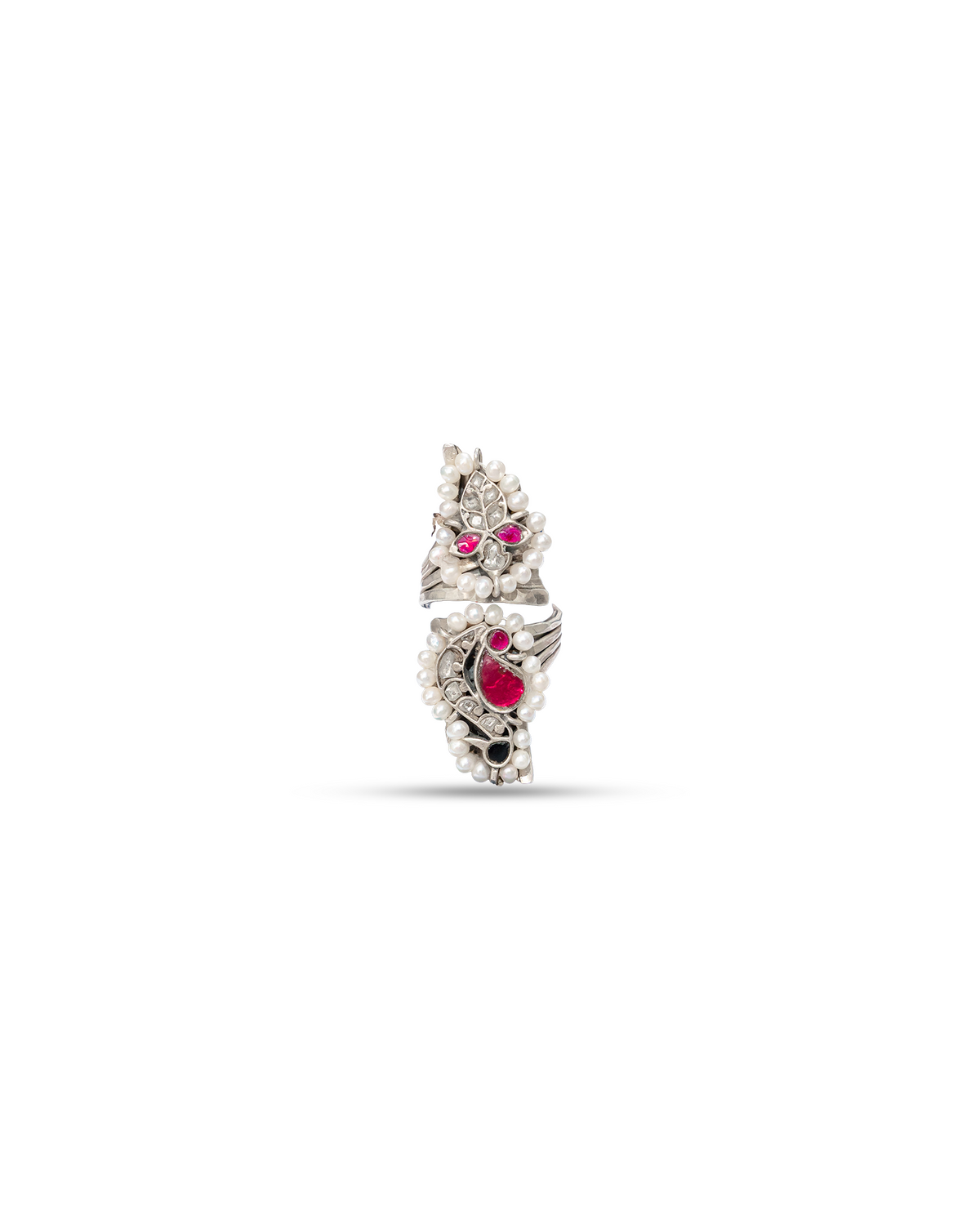 925 Silver Dual Motif Pearl Ring