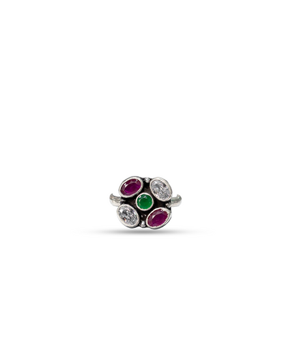 925 Silver Multi-Gemstone Toe Ring Pair
