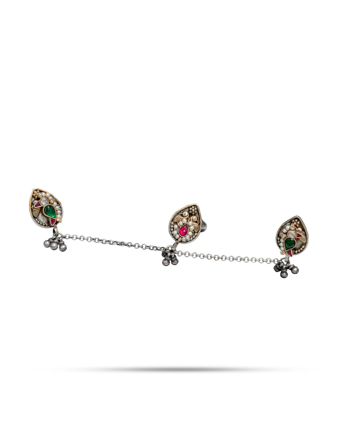 92.5 Silver Triple Toe Ring Chain Pair