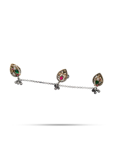 92.5 Silver Triple Toe Ring Chain Pair
