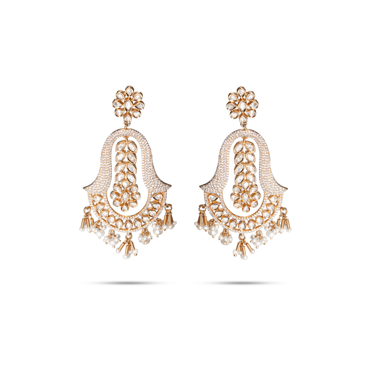 925 Silver Polki  Mughal  Earrings