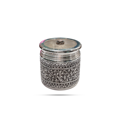 925 Silver Engraved Antique Dry Fruit Box Container