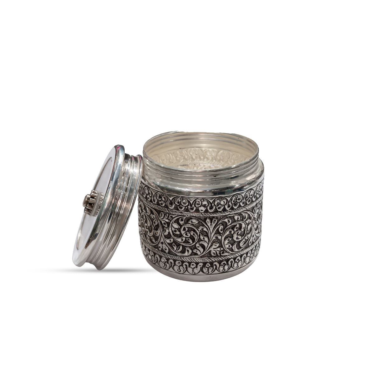 925 Silver Engraved Antique Dry Fruit Box Container