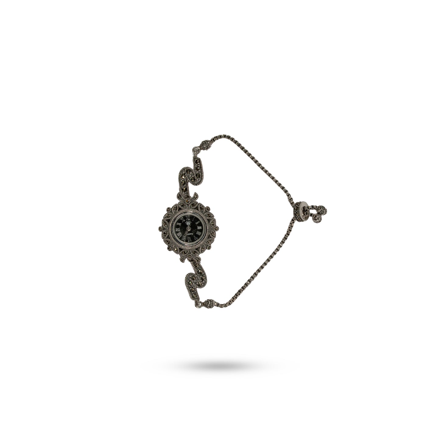 925 Silver Adjustable Marcasite Bracelet Watch