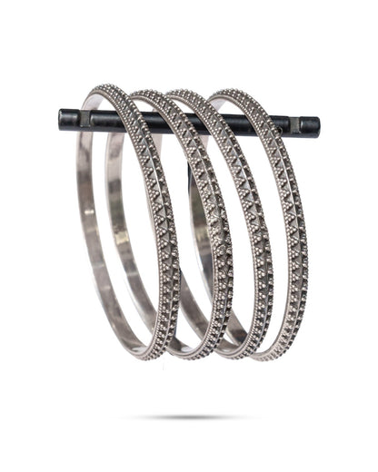 925 Silver Granulated Bangle Set